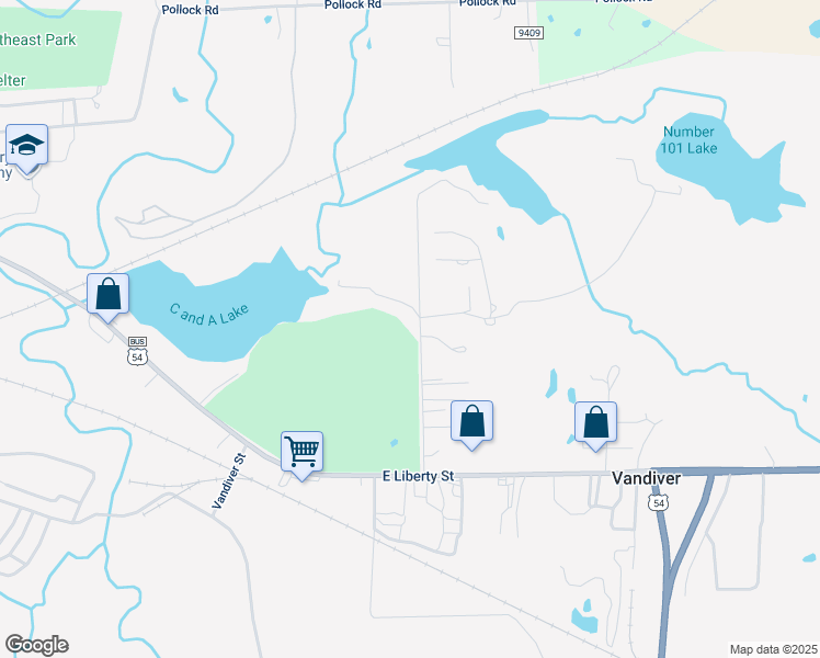 map of restaurants, bars, coffee shops, grocery stores, and more near 1-99 Country Club Drive in Mexico