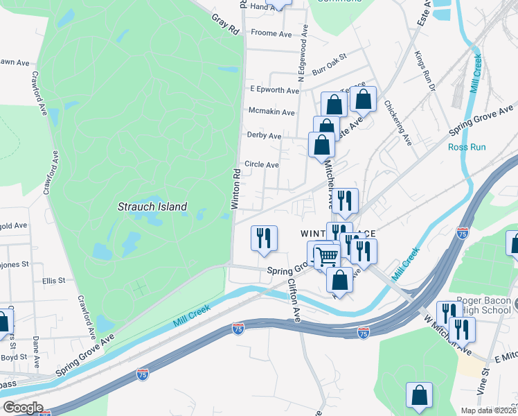 map of restaurants, bars, coffee shops, grocery stores, and more near 746 Keenan Avenue in Cincinnati