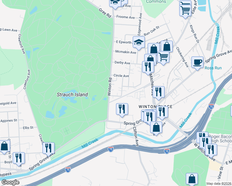 map of restaurants, bars, coffee shops, grocery stores, and more near 746 Keenan Avenue in Cincinnati