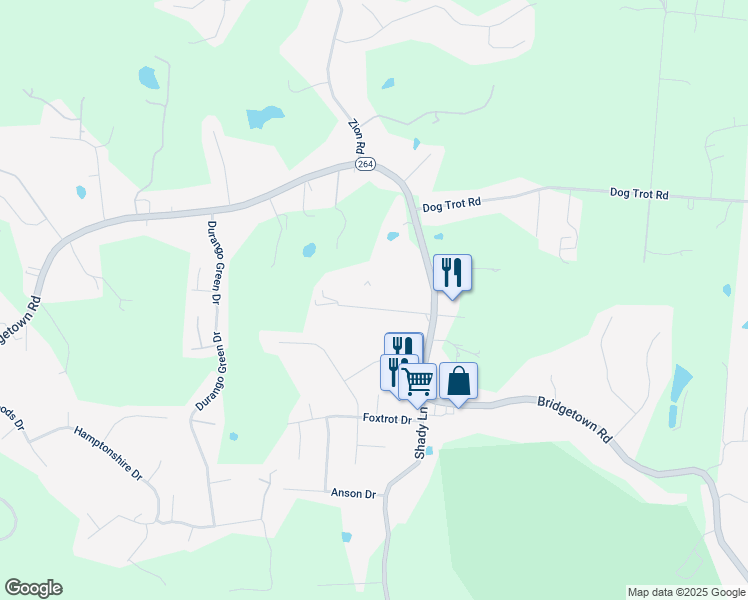 map of restaurants, bars, coffee shops, grocery stores, and more near 7778 Jandaracres Drive in Cincinnati