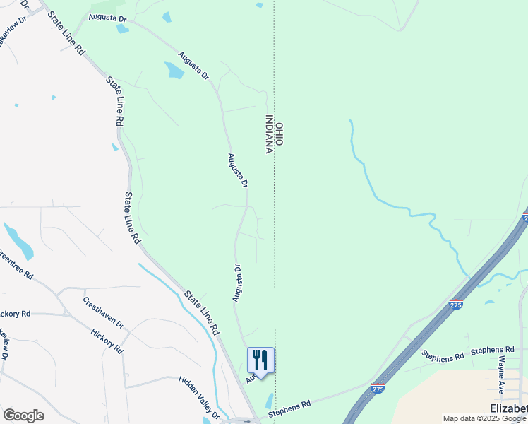 map of restaurants, bars, coffee shops, grocery stores, and more near 32 Pebble Beach Lane in Lawrenceburg