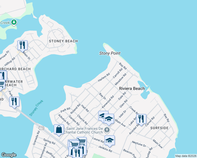 map of restaurants, bars, coffee shops, grocery stores, and more near 228 Harlem Road in Pasadena