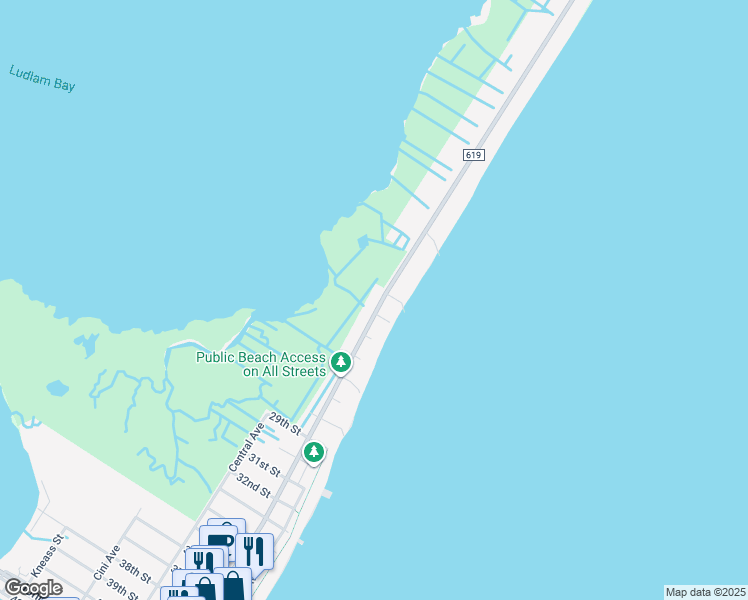 map of restaurants, bars, coffee shops, grocery stores, and more near 2212 Landis Avenue in Sea Isle City