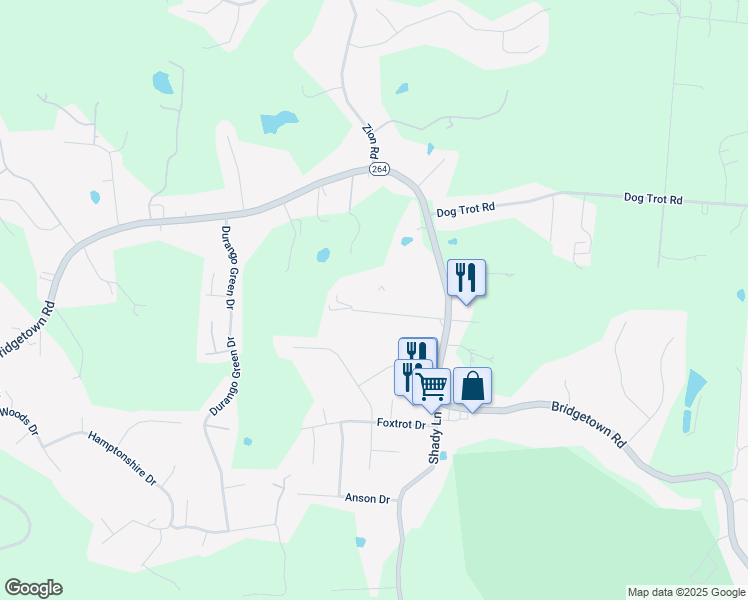 map of restaurants, bars, coffee shops, grocery stores, and more near 7778 Jandaracres Drive in Cincinnati