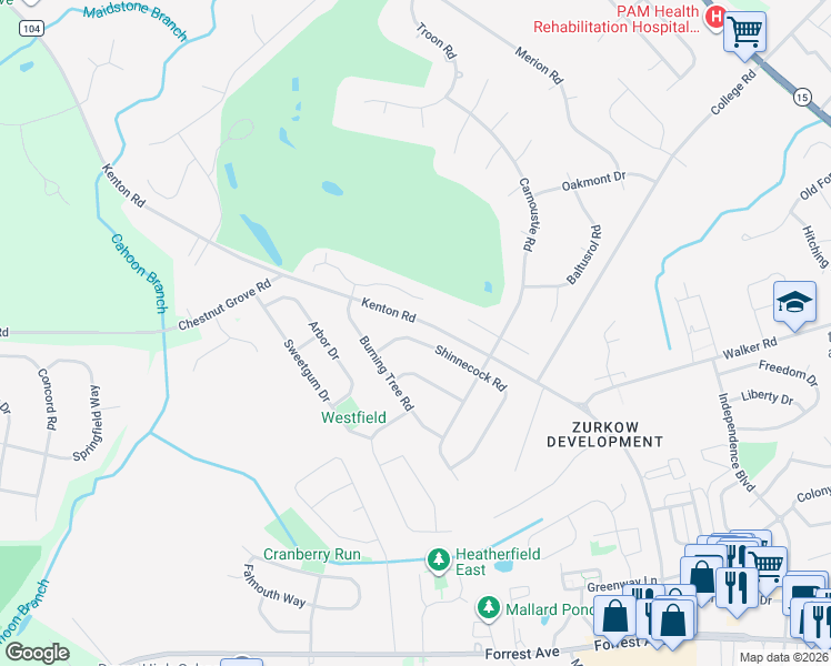 map of restaurants, bars, coffee shops, grocery stores, and more near 127 Shinnecock Road in Dover