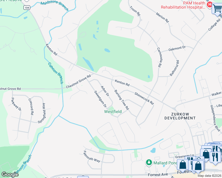 map of restaurants, bars, coffee shops, grocery stores, and more near 21 Arbor Drive in Dover