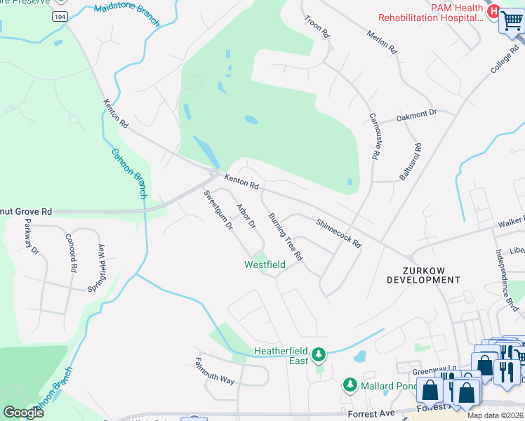 map of restaurants, bars, coffee shops, grocery stores, and more near 21 Arbor Drive in Dover