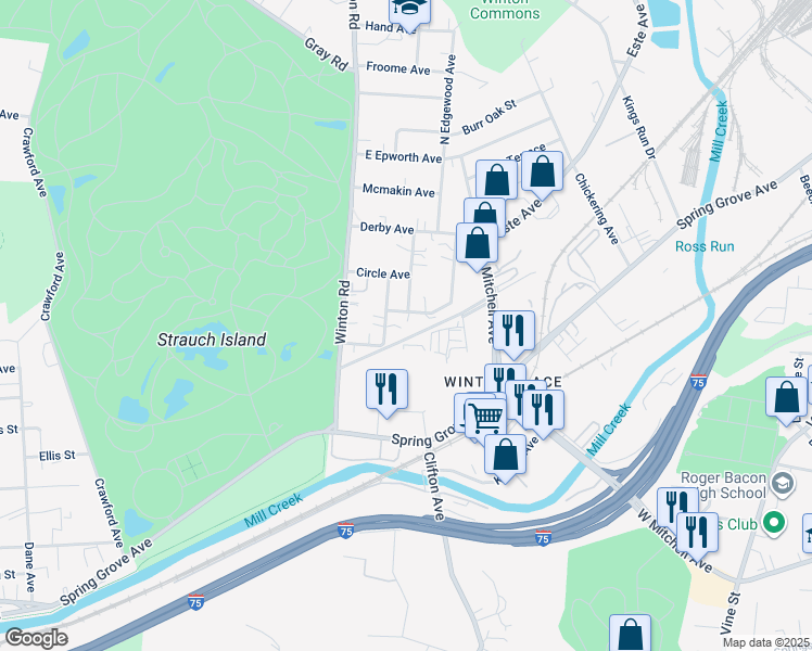 map of restaurants, bars, coffee shops, grocery stores, and more near 721 Mellwood Avenue in Cincinnati