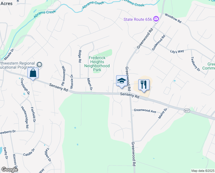 map of restaurants, bars, coffee shops, grocery stores, and more near 1799 Senseny Road in Winchester