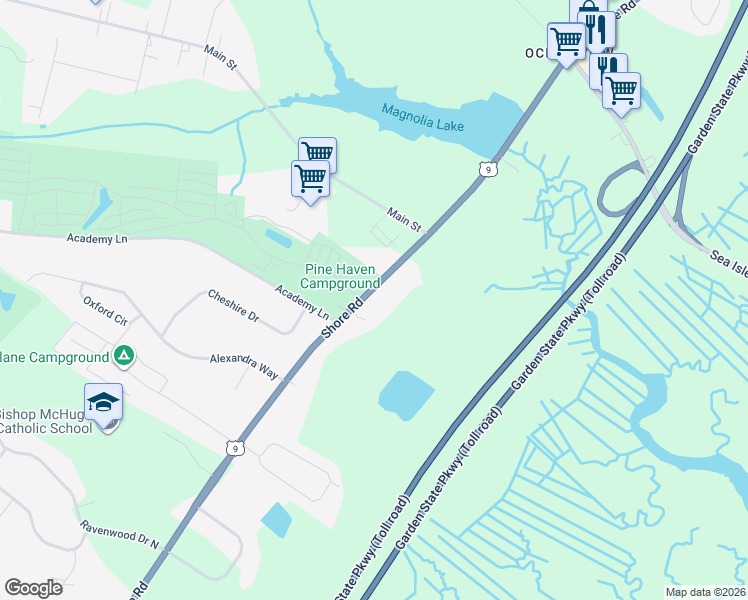 map of restaurants, bars, coffee shops, grocery stores, and more near 2340 U.S. 9 in Dennis
