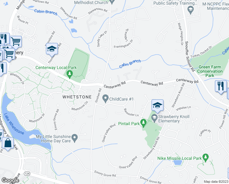 map of restaurants, bars, coffee shops, grocery stores, and more near 9178 Centerway Road in Gaithersburg