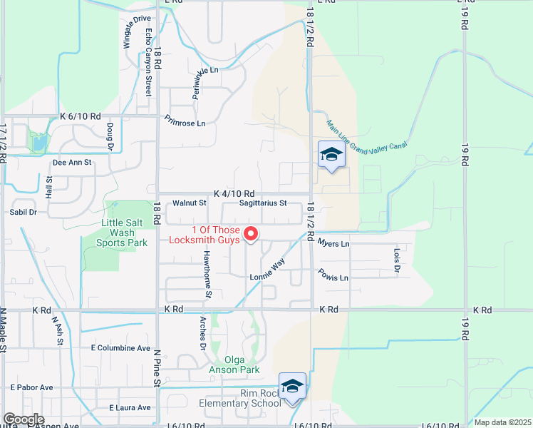 map of restaurants, bars, coffee shops, grocery stores, and more near 654 Capricorn Avenue in Fruita
