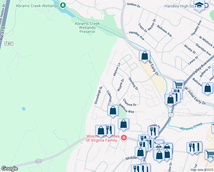 map of restaurants, bars, coffee shops, grocery stores, and more near 1978 Cidermill Lane in Winchester