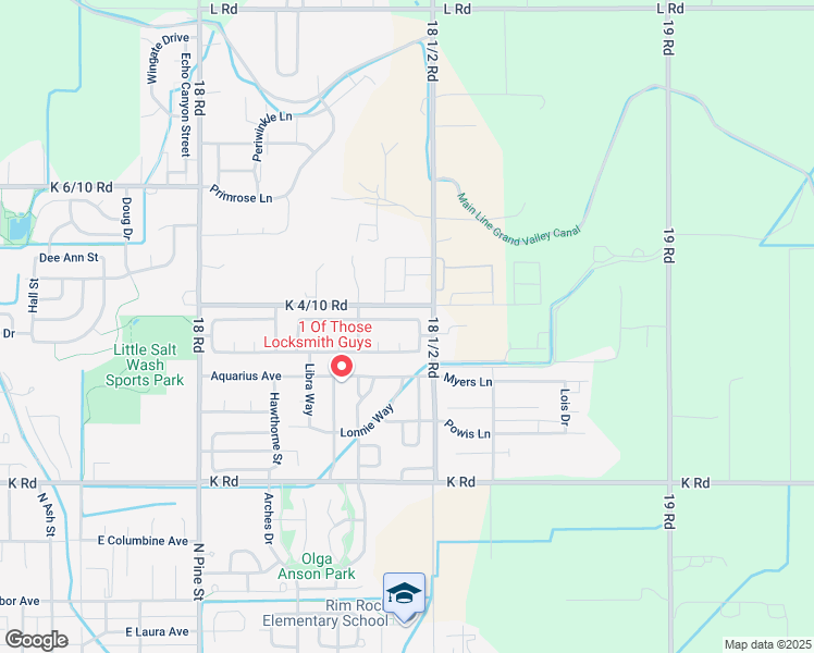 map of restaurants, bars, coffee shops, grocery stores, and more near 1483 Sagittarius Street in Fruita