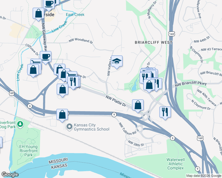 map of restaurants, bars, coffee shops, grocery stores, and more near 1809 Northwest 42nd Street in Riverside