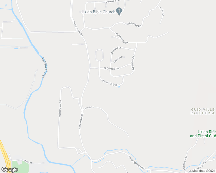 map of restaurants, bars, coffee shops, grocery stores, and more near 1266 Vista Verde Rd in Ukiah