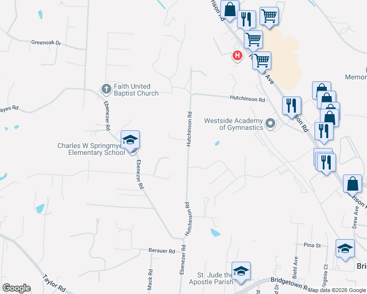 map of restaurants, bars, coffee shops, grocery stores, and more near 4265 Hutchinson Road in Cincinnati