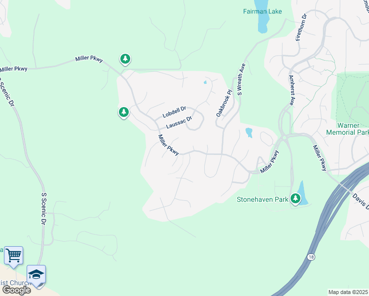 map of restaurants, bars, coffee shops, grocery stores, and more near 4416 Miller Parkway in Manhattan