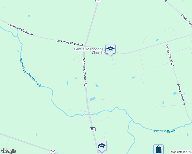 map of restaurants, bars, coffee shops, grocery stores, and more near 3384 Pearsons Corner Road in Dover