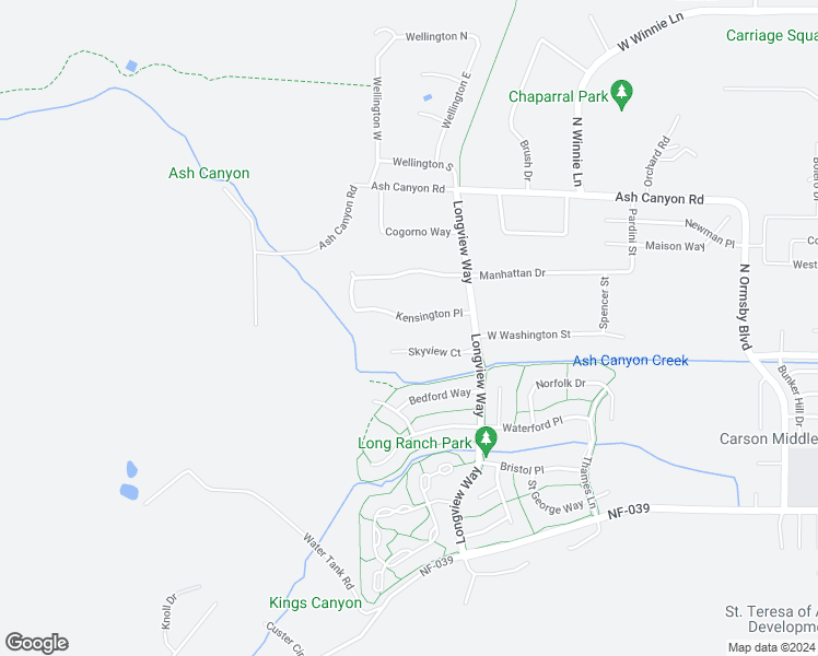 map of restaurants, bars, coffee shops, grocery stores, and more near 2651 Kensington Place in Carson City