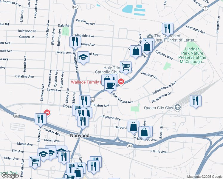 map of restaurants, bars, coffee shops, grocery stores, and more near 5226 Montgomery Road in Cincinnati