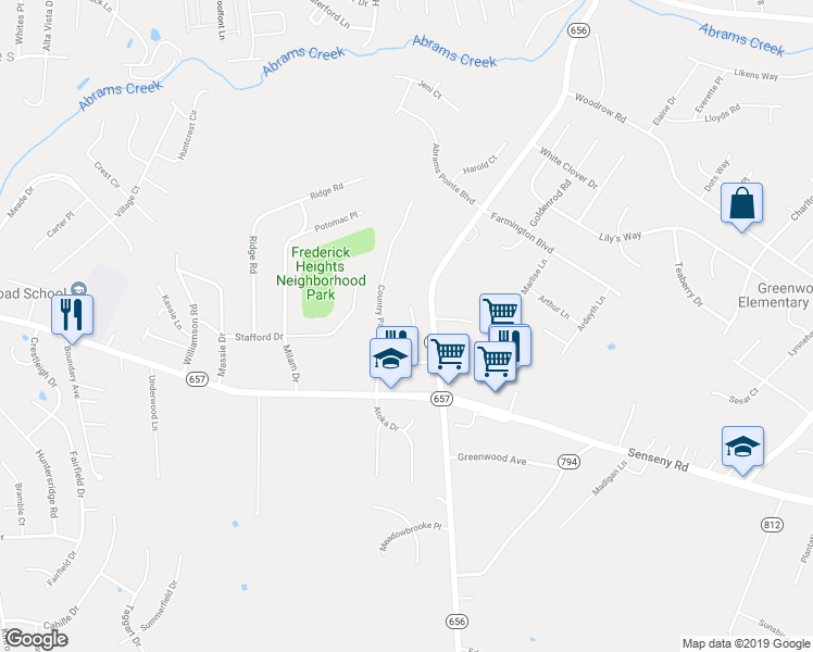 map of restaurants, bars, coffee shops, grocery stores, and more near 111 Green Park Court in Winchester