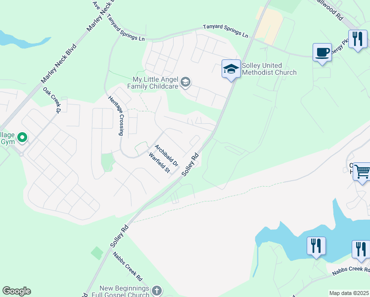 map of restaurants, bars, coffee shops, grocery stores, and more near 7285 Stallings Drive in Glen Burnie