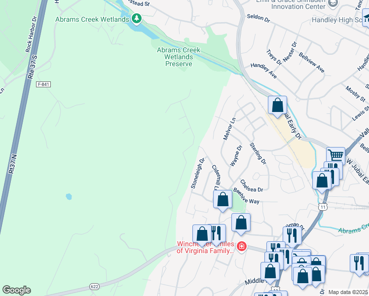 map of restaurants, bars, coffee shops, grocery stores, and more near 113 Scented Rose Way in Frederick County