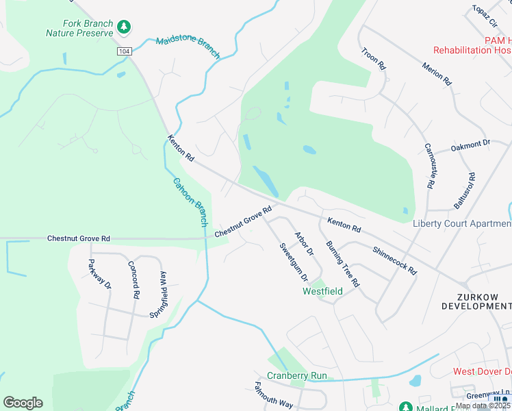 map of restaurants, bars, coffee shops, grocery stores, and more near 2507 Chestnut Grove Road in Dover