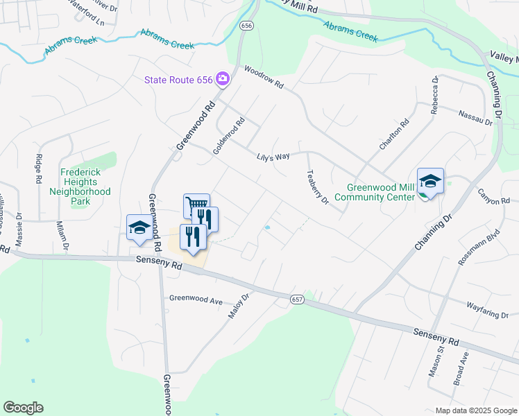 map of restaurants, bars, coffee shops, grocery stores, and more near 107 Ardeyth Lane in Winchester