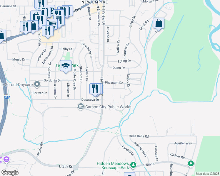 map of restaurants, bars, coffee shops, grocery stores, and more near 895 Cassidy Court in Carson City