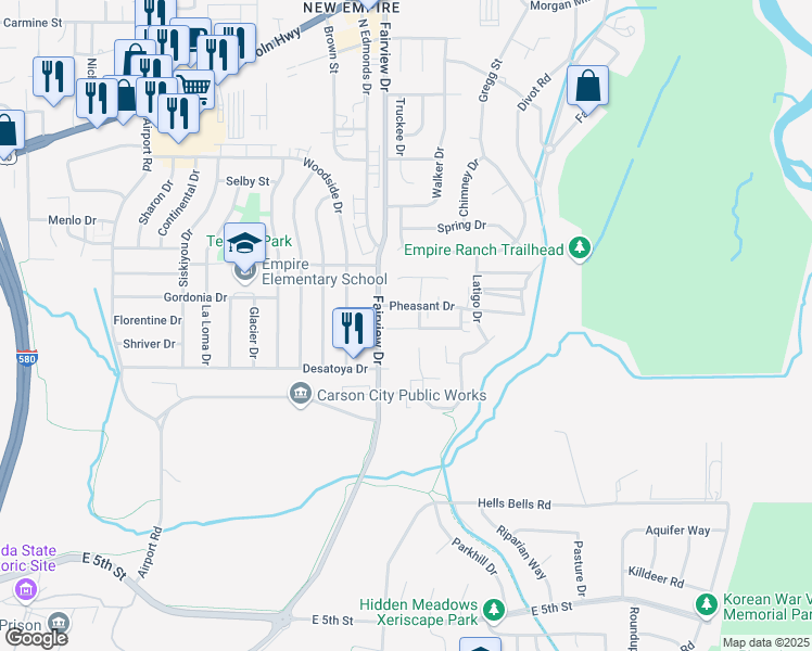 map of restaurants, bars, coffee shops, grocery stores, and more near 895 Cassidy Court in Carson City