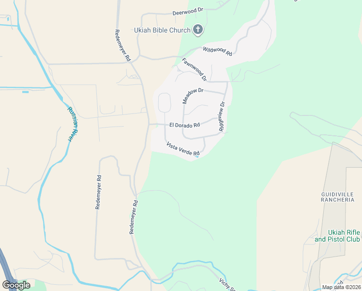 map of restaurants, bars, coffee shops, grocery stores, and more near 1260-1266 Vista Verde Rd in Ukiah