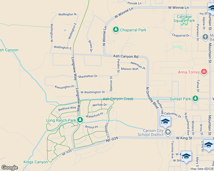 map of restaurants, bars, coffee shops, grocery stores, and more near 902 Spencer Street in Carson City