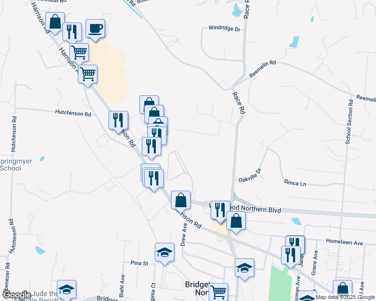 map of restaurants, bars, coffee shops, grocery stores, and more near 4300 Regency Ridge Court in Cincinnati
