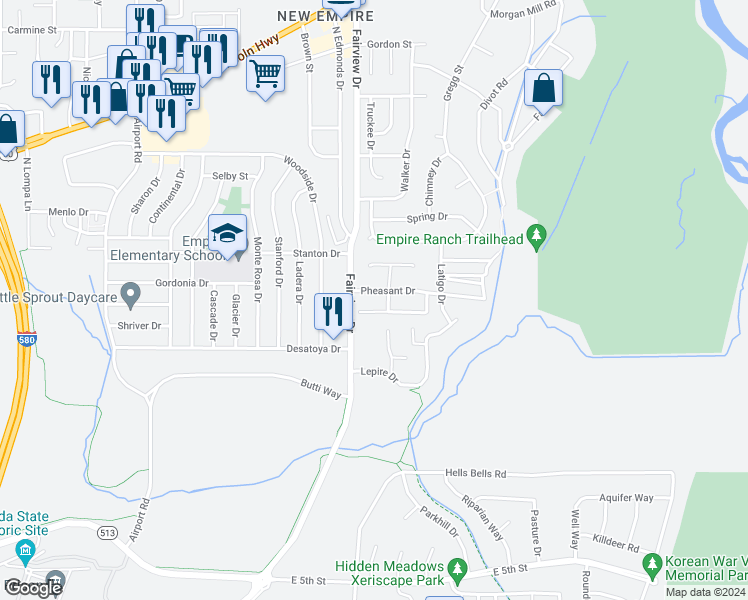 map of restaurants, bars, coffee shops, grocery stores, and more near 895 Cassidy Court in Carson City
