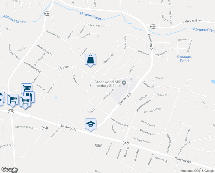 map of restaurants, bars, coffee shops, grocery stores, and more near 110 Walker Court in Winchester