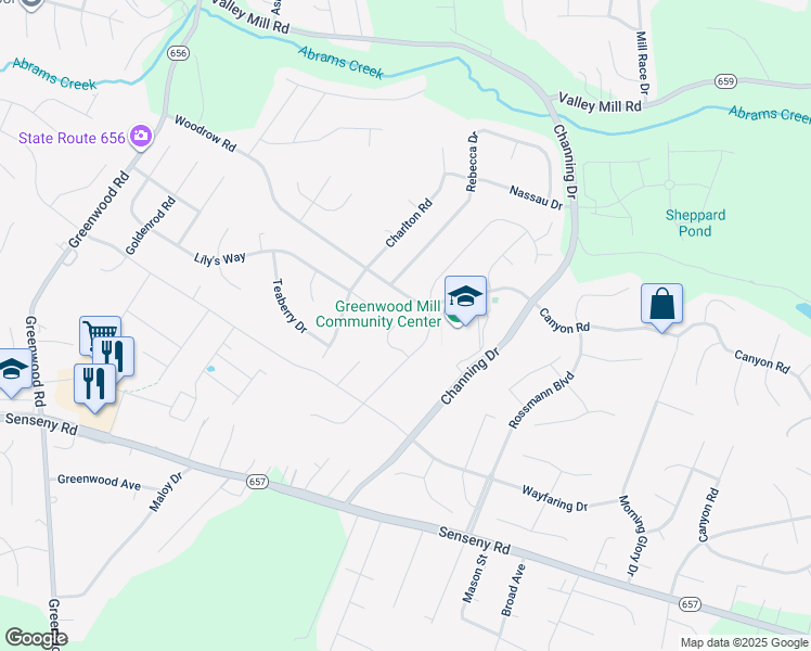 map of restaurants, bars, coffee shops, grocery stores, and more near 110 Walker Court in Winchester