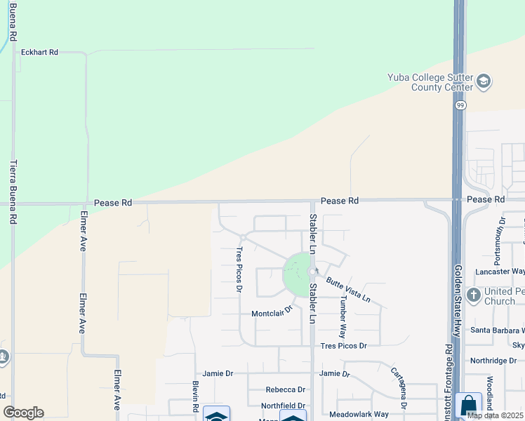 map of restaurants, bars, coffee shops, grocery stores, and more near 1721 Rio Vista Way in Yuba City