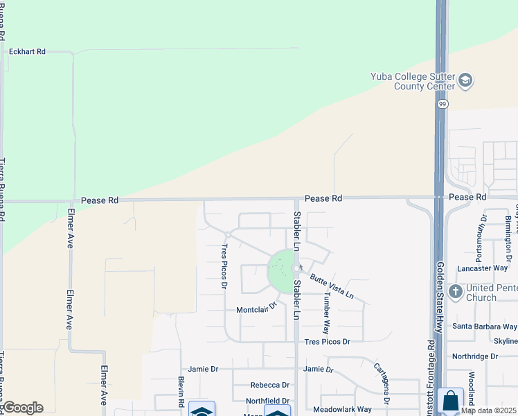 map of restaurants, bars, coffee shops, grocery stores, and more near 1721 Rio Vista Way in Yuba City