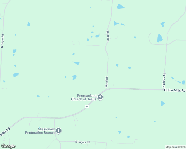map of restaurants, bars, coffee shops, grocery stores, and more near 27502 East Blue Mills Road in Sibley