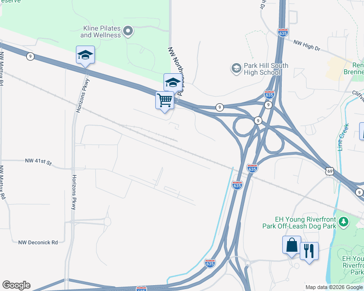 map of restaurants, bars, coffee shops, grocery stores, and more near 300 Northwest Parkway Drive in Riverside