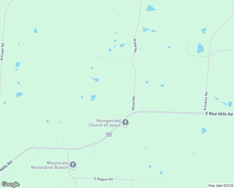 map of restaurants, bars, coffee shops, grocery stores, and more near 27502 East Blue Mills Road in Sibley