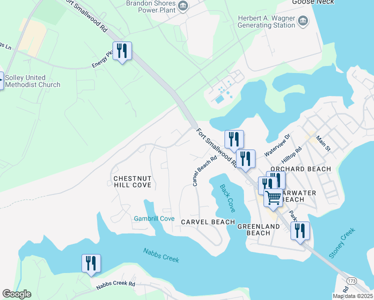 map of restaurants, bars, coffee shops, grocery stores, and more near in Lake Shore