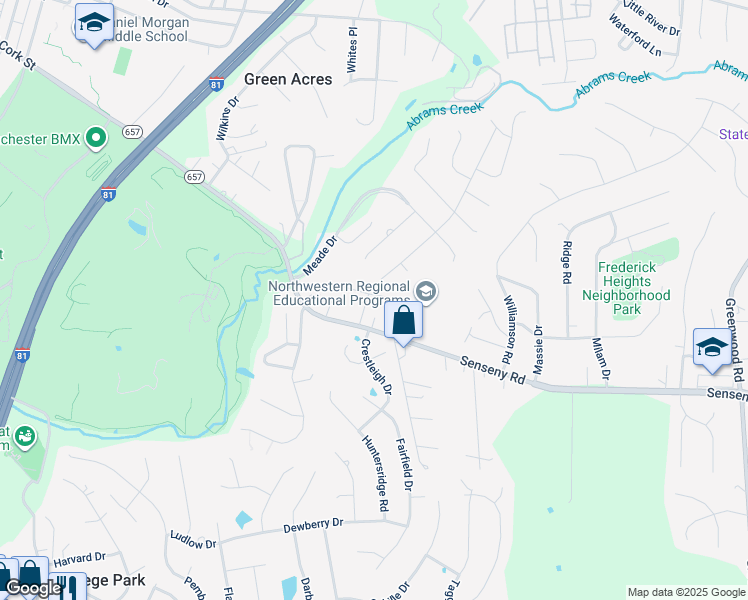 map of restaurants, bars, coffee shops, grocery stores, and more near 97 Abbey Road in Winchester