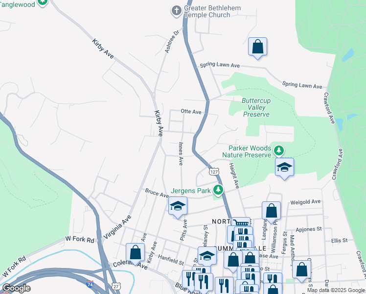 map of restaurants, bars, coffee shops, grocery stores, and more near 4539 Hamilton Avenue in Cincinnati