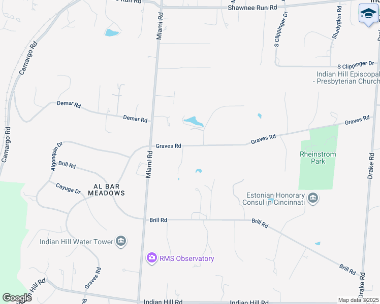 map of restaurants, bars, coffee shops, grocery stores, and more near 7825 Graves Road in Cincinnati