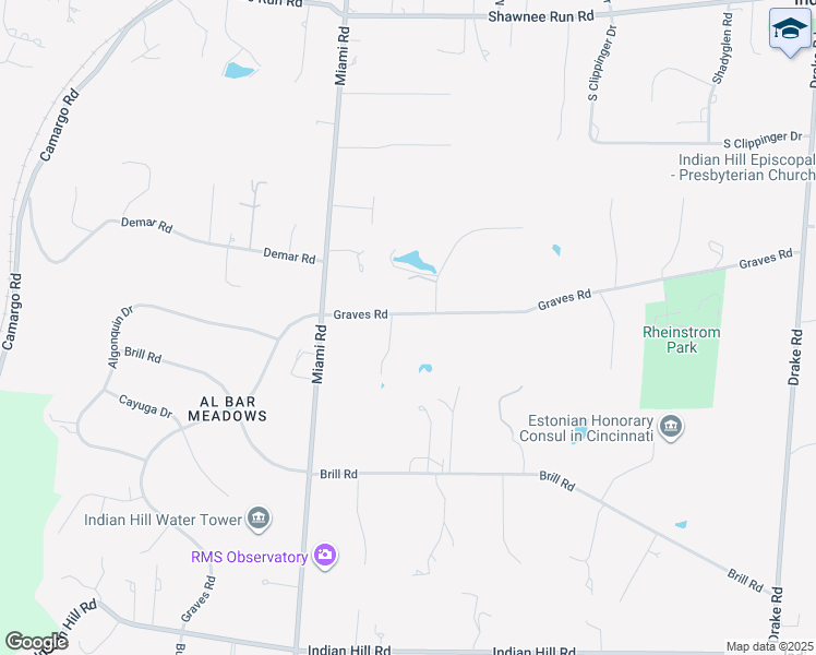 map of restaurants, bars, coffee shops, grocery stores, and more near 7845 Graves Road in Cincinnati