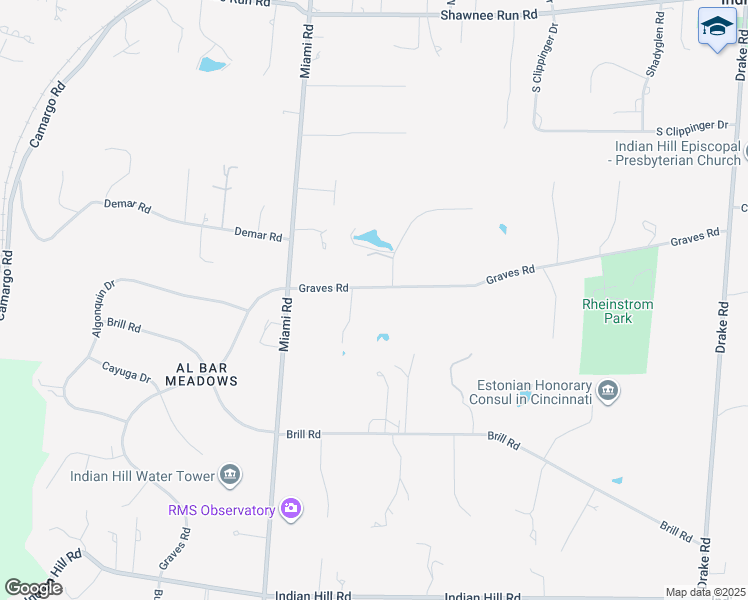 map of restaurants, bars, coffee shops, grocery stores, and more near 7845 Graves Road in Cincinnati
