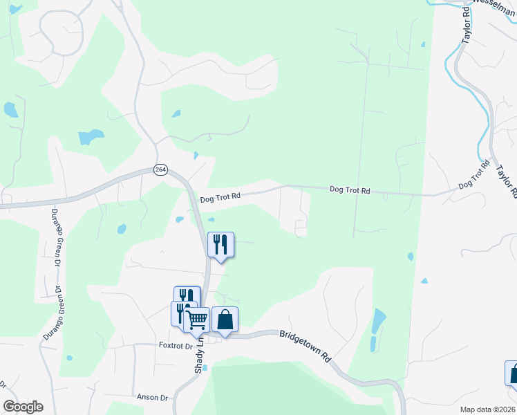 map of restaurants, bars, coffee shops, grocery stores, and more near 7645 Dog Trot Road in Cincinnati